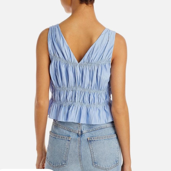 NWT FRAME Cinched Crinkle Tank on a beautiful powder blue! Greek Goddess! Size M - Picture 2 of 16